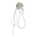 Silver Tone Sculpted Orchid Long Chain Statement Earring view 5