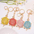 Rhinestone Turtle Keychain Gold Clasp Four Crystal Shell Colors view 2