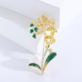 Crystal Orchid Stem Brooch in Pink or Yellow With Pearl view 7
