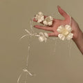 Ivory Fabric Flower Stud Earrings And Matching Floral Necklace view 4