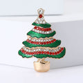 Green And Red Crystal Christmas Tree Brooch With Gold Tone Base view 2