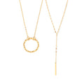Circle Pendant And Y-Bar Drop Necklaces Gold And Steel Styles view 5