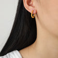 Gold Polished Oval U-Shape Huggie Hoop Earrings Three Sizes view 7