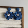 Blue Denim Flower Drop Earrings in Two Designs Jewelry view 6