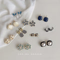 Enamel Stud Earring Collection Flower Butterfly Checker view 1