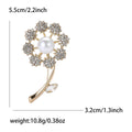 Crystal Dandelion Metal Brooch with Pearl Center in Silver and Gold view 7
