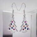 Multicolor Christmas Tree Drop Earrings in Silver Tone view 2