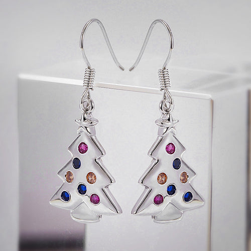 Image 2 showing multicolor christmas tree drop earrings