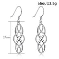 Silver Tone Open Braided Marquise Long Drop Earrings view 5