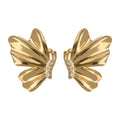 Polished Metal Butterfly Stud Earrings Silver Gold Tones view 5