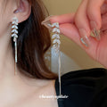 Silver Tone Leaf Crystal Earrings in Four Drop Designs view 1