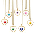 Gold Frame Heart Resin Evil Eye Pendant Necklaces 7 Colors view 5