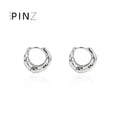 Silver-Tone Hammered Texture Small Huggie Hoop Earrings view 2