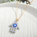 Gold Tone Hamsa Evil Eye Pendant Necklaces in Nine Colors view 5