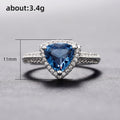 Silver Tone Blue Trillion Halo Split Shank Ring Sizes 6-10 view 5