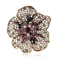 Heavy Filigree Crystal Flower Brooch in Four Colors view 5