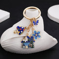 Blue Pink and Green Butterfly Mushroom House Keychains view 1