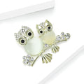 Two Owl Branch Brooch with Polished Metal and Decorative Accents view 3