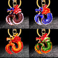 Enamel Coiled Chinese Dragon Keychains in Four Colors plus Assorted view 10