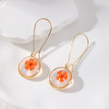 Gold Tone Round Pressed Flower and Glitter Resin Earrings view 6
