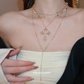Layered Star and Cross Pendant Necklace Set with Polished Details view 3