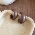 Brown Wood Flower Cutout Hook Earrings Jewelry Accessory view 6