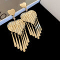 Heart Stud Earrings With Layered Metal Fringe Jewelry view 6