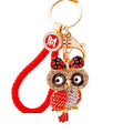 Bow Owl Keychains in Black Red and Blue with Braided and Clasp Free Loops view 5