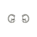Silver Crystal Circle Reindeer Silhouette Stud Earrings Pair view 5