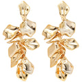 Sculptural Petal Cluster Drop Earrings In Silver And Gold view 5