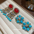 Colorful Stone and Crystal Fringe Earrings in Two Designs view 3