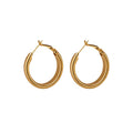 Textured Round Hoop Earrings in Gold and Silver Tone view 5