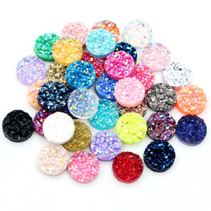 Round Druzy Cabochons with Sparkling Textured Tops in Ninety Options