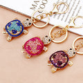 Jeweled Turtle Keychains in Purple Pink and Blue with Braided Loops view 4