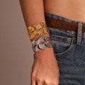 Open Cuff Ginkgo Leaf Bracelet Gold Steel Stainless Cutout Band view 4