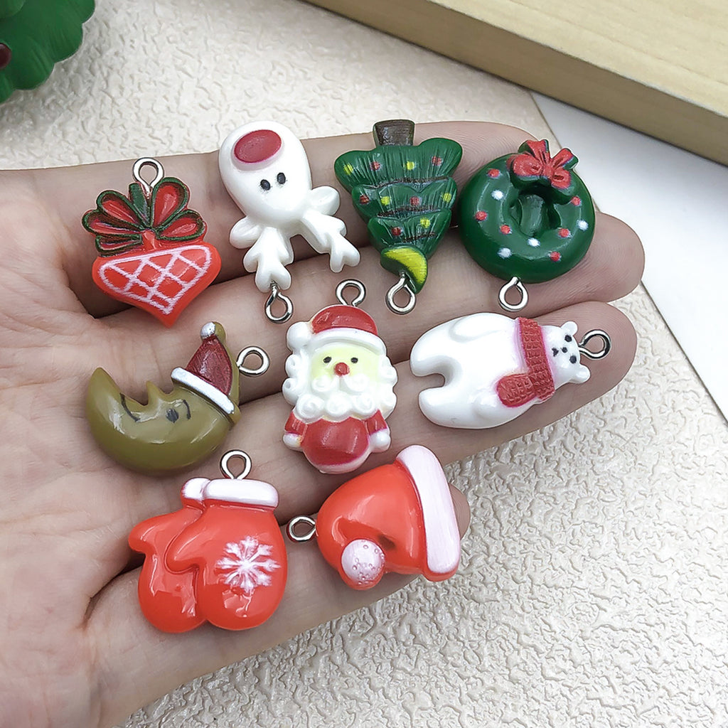 Resin Christmas Santa Sock Snowflake Charm Pendant for DIY Bracelet Necklace Jewelry