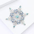 Blue Rhinestone Snowflake Brooch Silver Tone Crystal Pin view 3