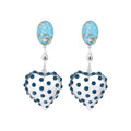 Polka Dot Heart Drop Earrings in White and Blue for Everyday Styling view 5