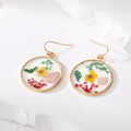 Gold Tone Round Pressed Flower Resin Necklace and Earring Options view 3