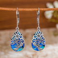 Antique Silver Teardrop Dragonfly Flower Blue Drop Earrings view 3