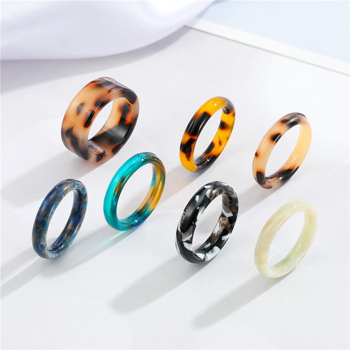 Chunky Marbled Resin Band Rings in Six Swirl and Tortoiseshell Patterns