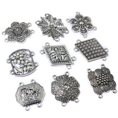 Ornate metal connectors showing assorted shapes and finishes