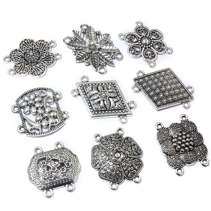 Ornate Multi-Loop Metal Connectors in Nine Floral Designs
