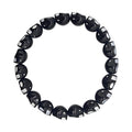 Black Skull Bead Stretch Bracelet White Eye Accents view 5