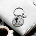 Round Cow Couple Keychain With Heart Message Tag and Attached Hardware view 3