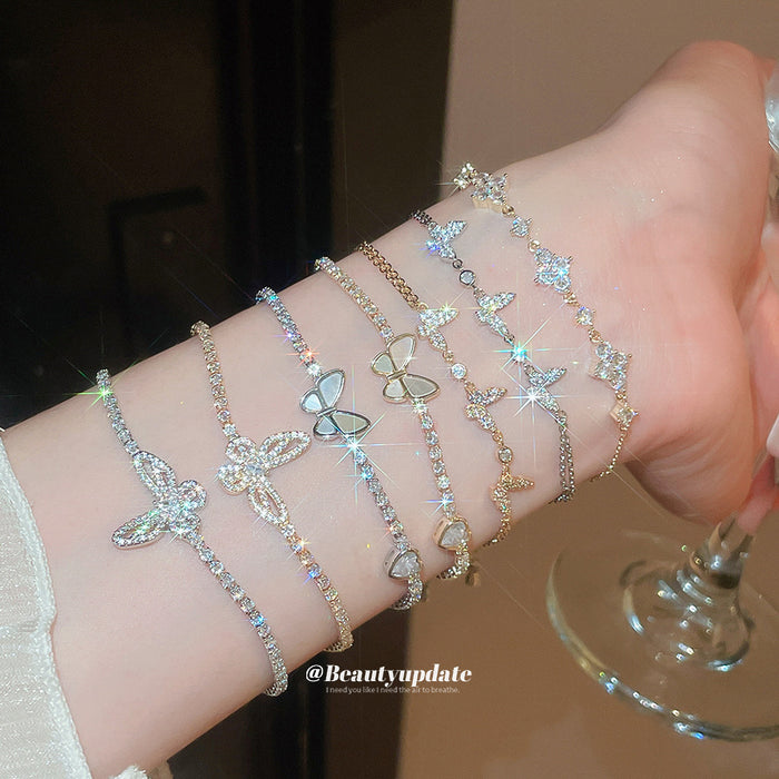 Zircon Butterfly Tennis Bracelet Seven Gold Silver Styles
