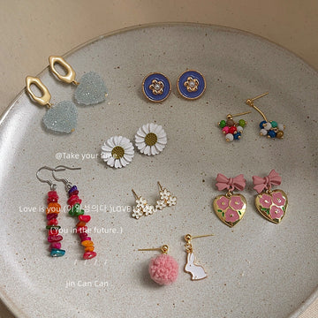 Mixed Sweet Floral Pearl Drop Stud Earring Collection