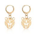 Mini Metal Charm Hoop Earrings Tiger Plane Bee Heart Disc view 2