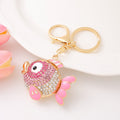 Round Rhinestone Goldfish Keychain Gold Clasp Two Colors view 7