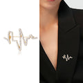 Rhinestone Heartbeat ECG Brooch Silver or Gold Metal Pin Brooch view 2